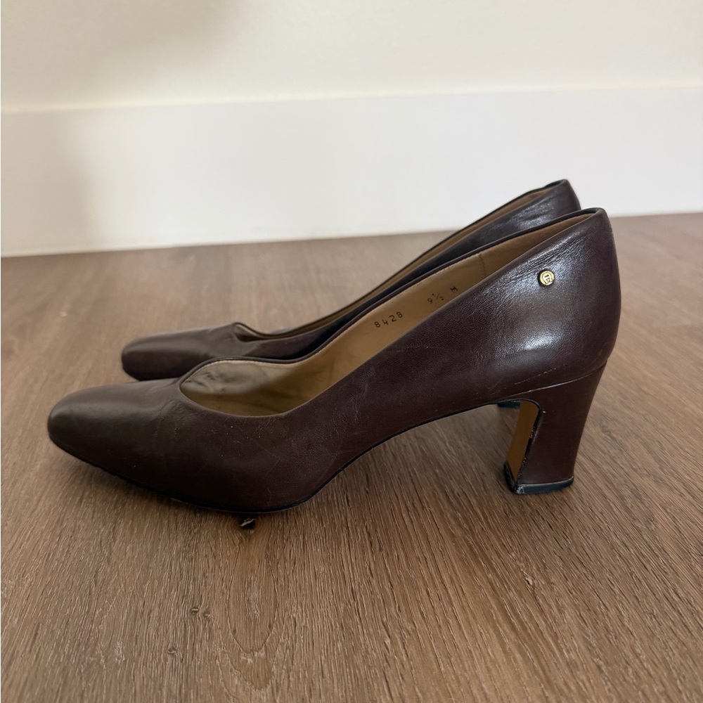 Etienne Aigner Dark Brown Leather Heels